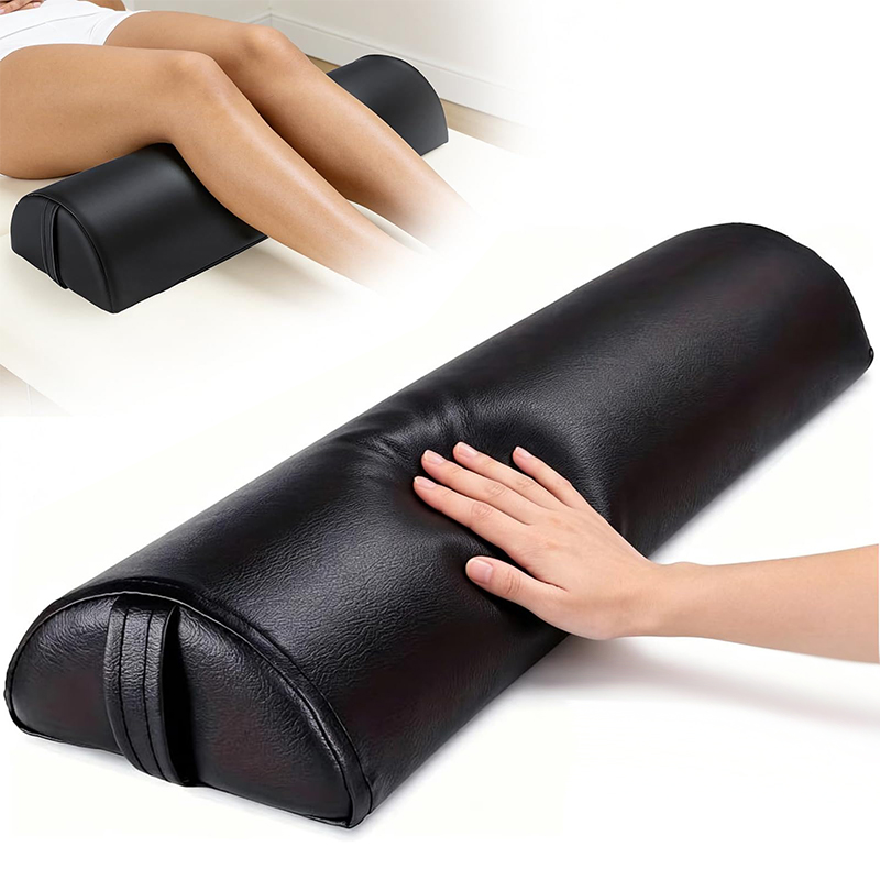 Bolster Cushion Round - เบาะรองนวดทรงครึ่งวงกลมพร้อมที่จับ, แผ่นรองปรับตำแหน่งขาสำหรับเตียงนวด, ช่วยบรรเทาอาการปวดเข่า คอ และหลัง