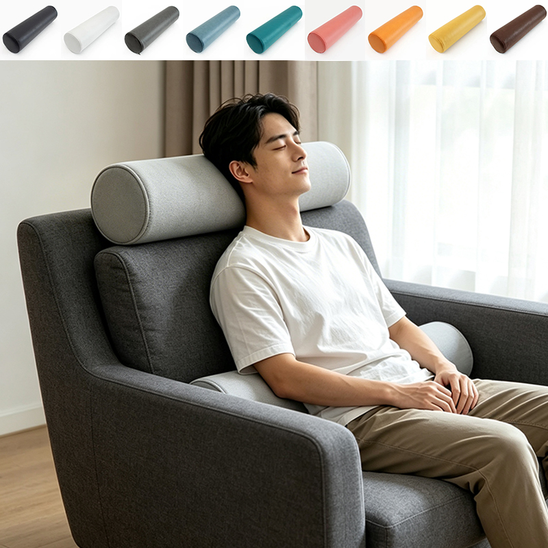 Bolster Cushion Round - หมอนรองคอทรงกระบอกขนาดใหญ่ หลายรูปแบบ ใช้ได้หลายที่ ปลอกกันน้ำถอดซักได้ วัสดุโฟม สำหรับงีบหลับที่โต๊ะทำงาน