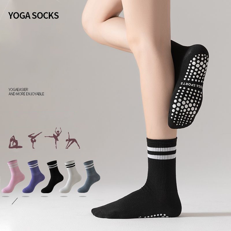 Pilates Yoga Youtube - ดรีมไลค์ลิน 1 คู่ถุงเท้าโยคะสำหรับผู้หญิงแบบกลางน่อง ถุงเท้ากันลื่น ระบายอากาศได้ดี และซับเหงื่อ