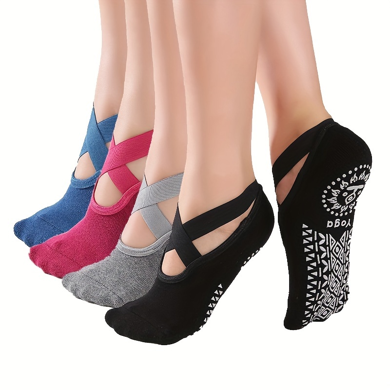 ถุงเท้าโยคะแบบไขว้ 4 คู่สำหรับ - Pilates X Yoga บทวิจารณ์และราคา