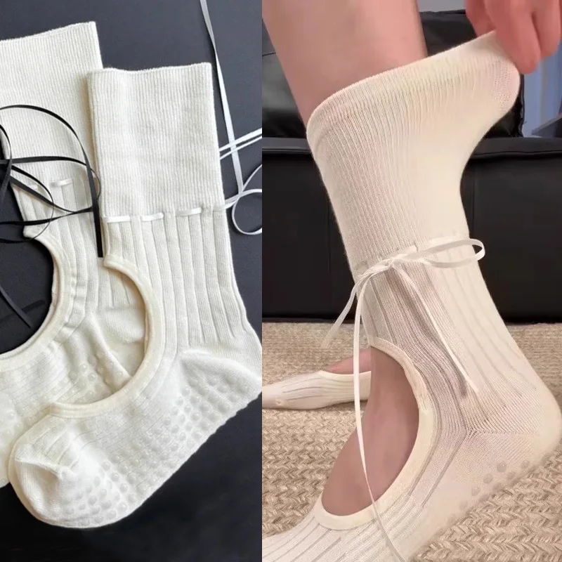 ถุงเท้าโยคะผู้หญิงแฟชั่น ผ้าริ - Pilates Yoga Youtube บทวิจารณ์และราคา
